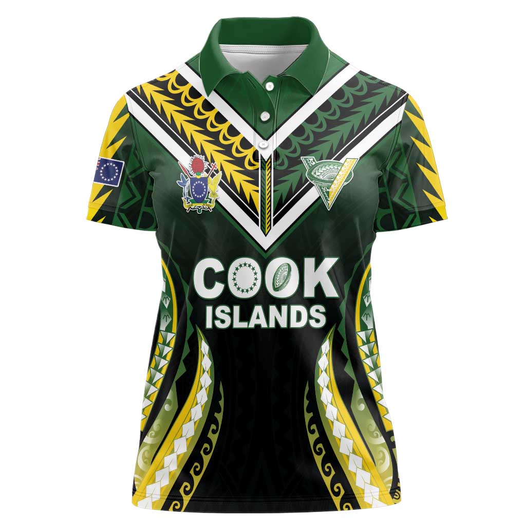 Custom Cook Islands Rugby Women Polo Shirt Unique Style Black Version - Polynesian Pride