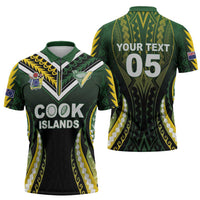 Custom Cook Islands Rugby Zipper Polo Shirt Unique Style Black Version - Polynesian Pride