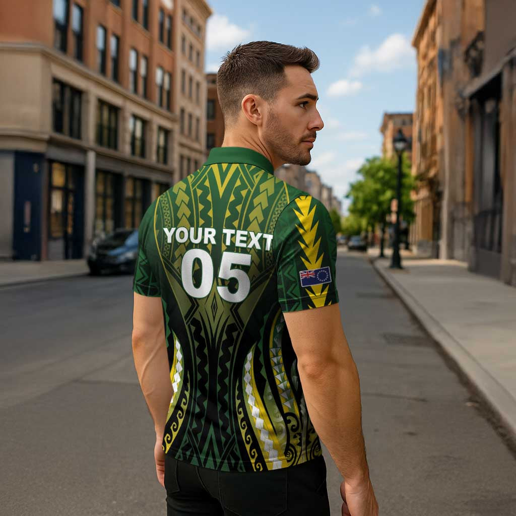 Custom Cook Islands Rugby Zipper Polo Shirt Unique Style Black Version - Polynesian Pride