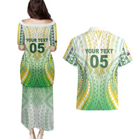 Custom Cook Islands Rugby Couples Matching Puletasi and Hawaiian Shirt Unique Style White Version - Polynesian Pride