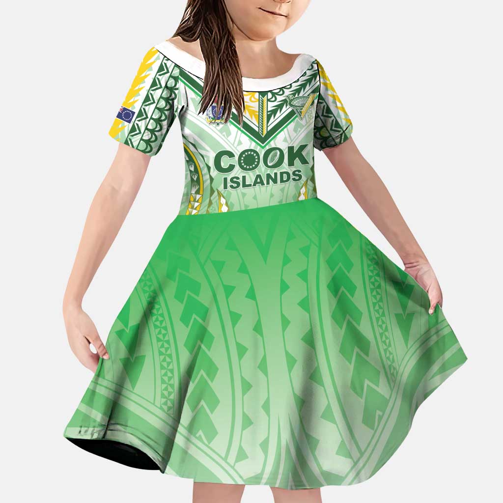 Custom Cook Islands Rugby Family Matching Off Shoulder Short Dress and Hawaiian Shirt Unique Style White Version - Polynesian Pride