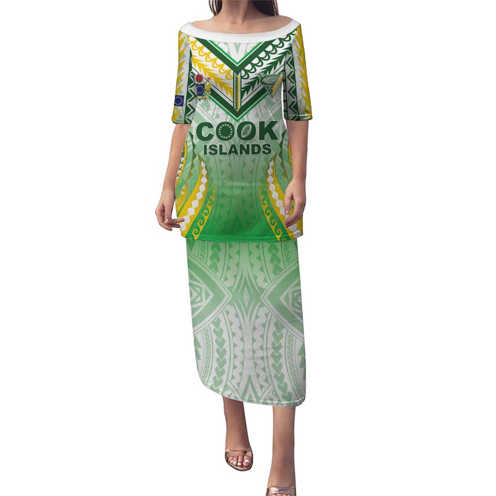 Custom Cook Islands Rugby Family Matching Puletasi and Hawaiian Shirt Unique Style White Version - Polynesian Pride