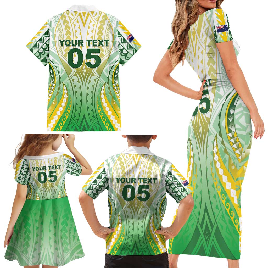 Custom Cook Islands Rugby Family Matching Short Sleeve Bodycon Dress and Hawaiian Shirt Unique Style White Version - Polynesian Pride
