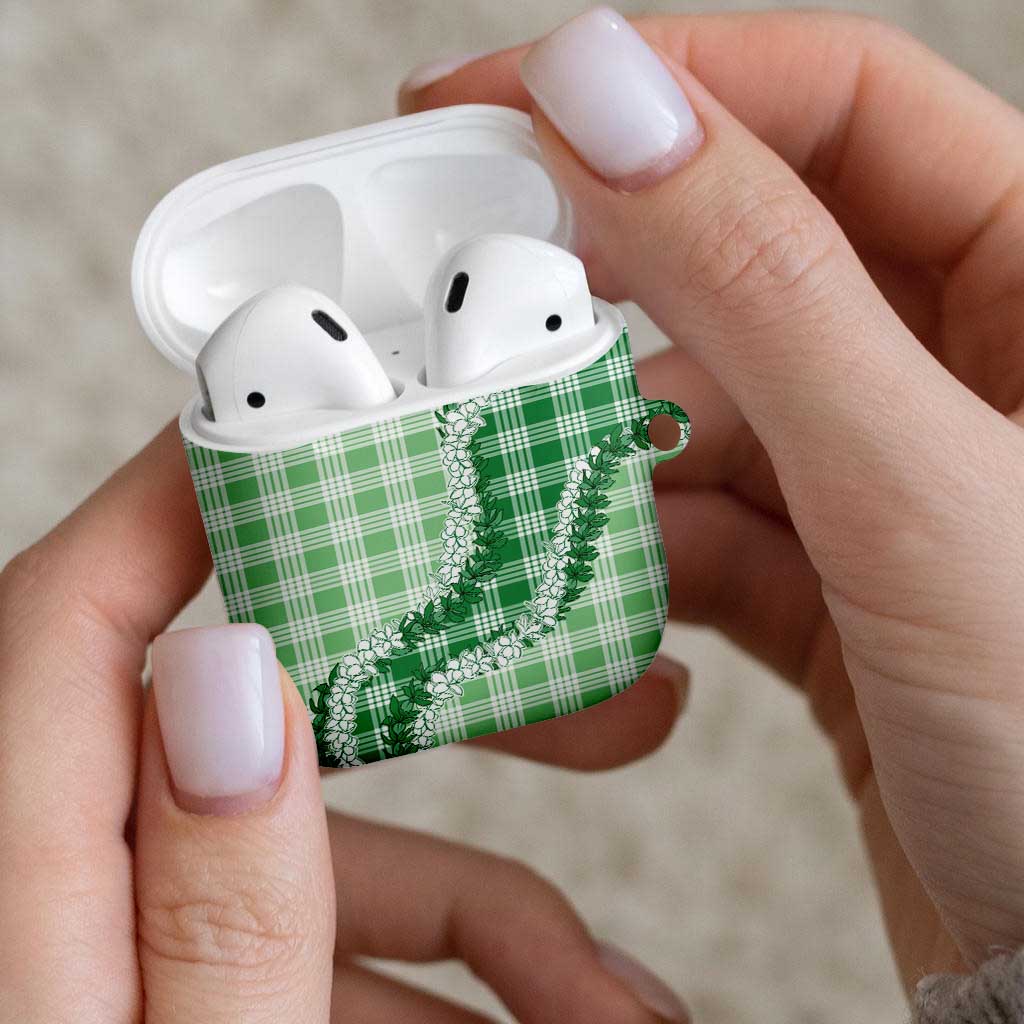 Green Hawaii Palaka AirPods Case Hawaiian Honohono Lei