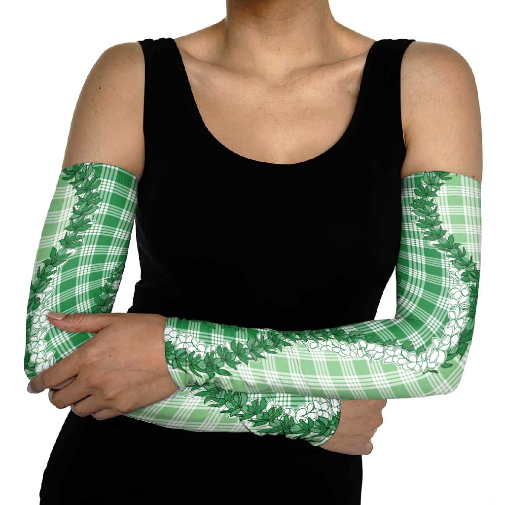 Green Hawaii Palaka Arm Sleeves Hawaiian Honohono Lei