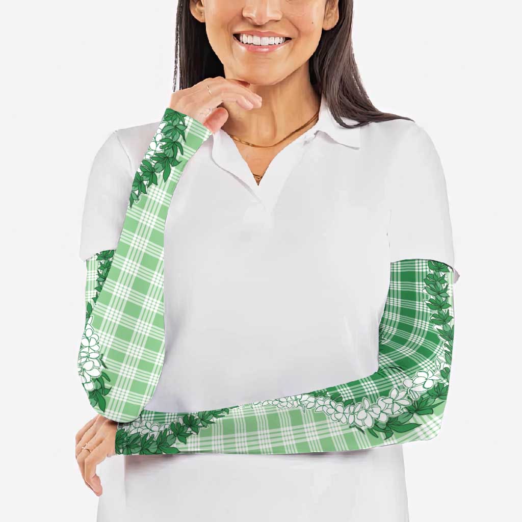 Green Hawaii Palaka Arm Sleeves Hawaiian Honohono Lei