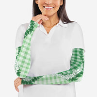 Green Hawaii Palaka Arm Sleeves Hawaiian Honohono Lei