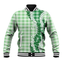 Green Hawaii Palaka Baseball Jacket Hawaiian Honohono Lei