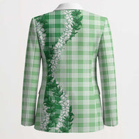 Green Hawaii Palaka Blazer Hawaiian Honohono Lei