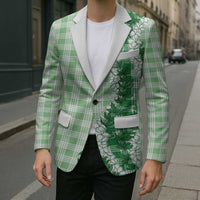 Green Hawaii Palaka Blazer Hawaiian Honohono Lei