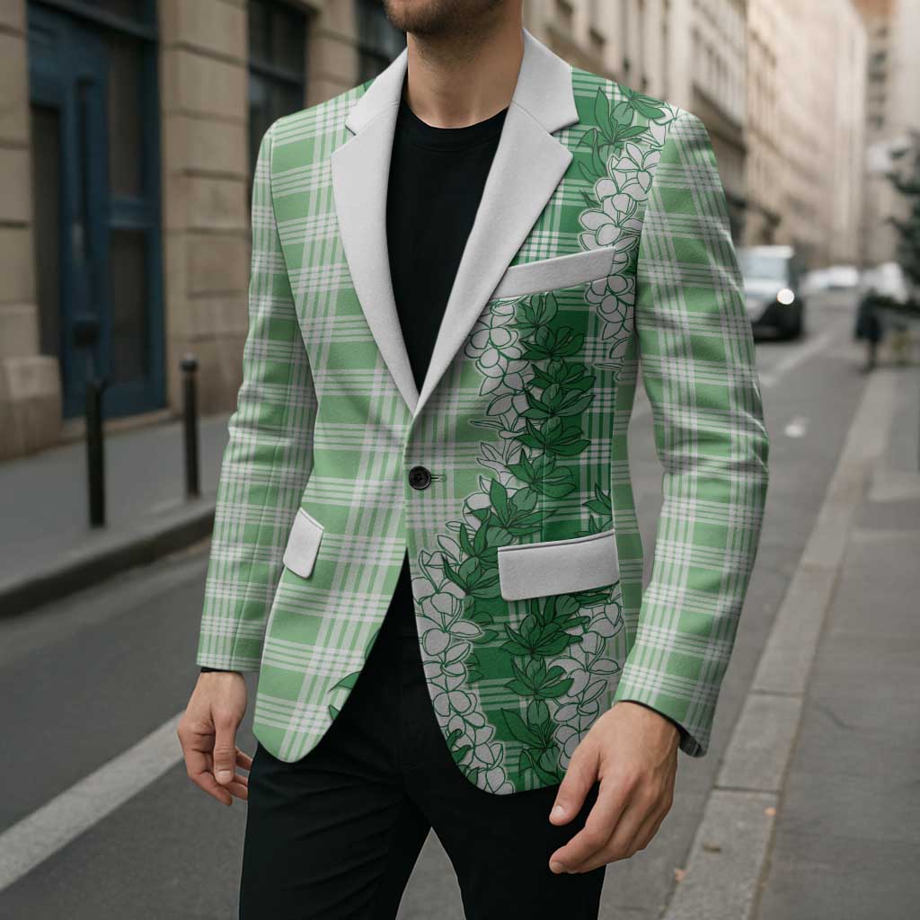 Green Hawaii Palaka Blazer Hawaiian Honohono Lei