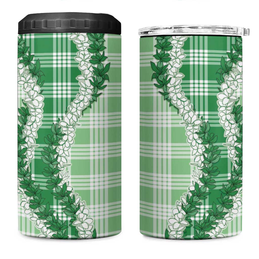Green Hawaii Palaka 4 in 1 Can Cooler Tumbler Hawaiian Honohono Lei