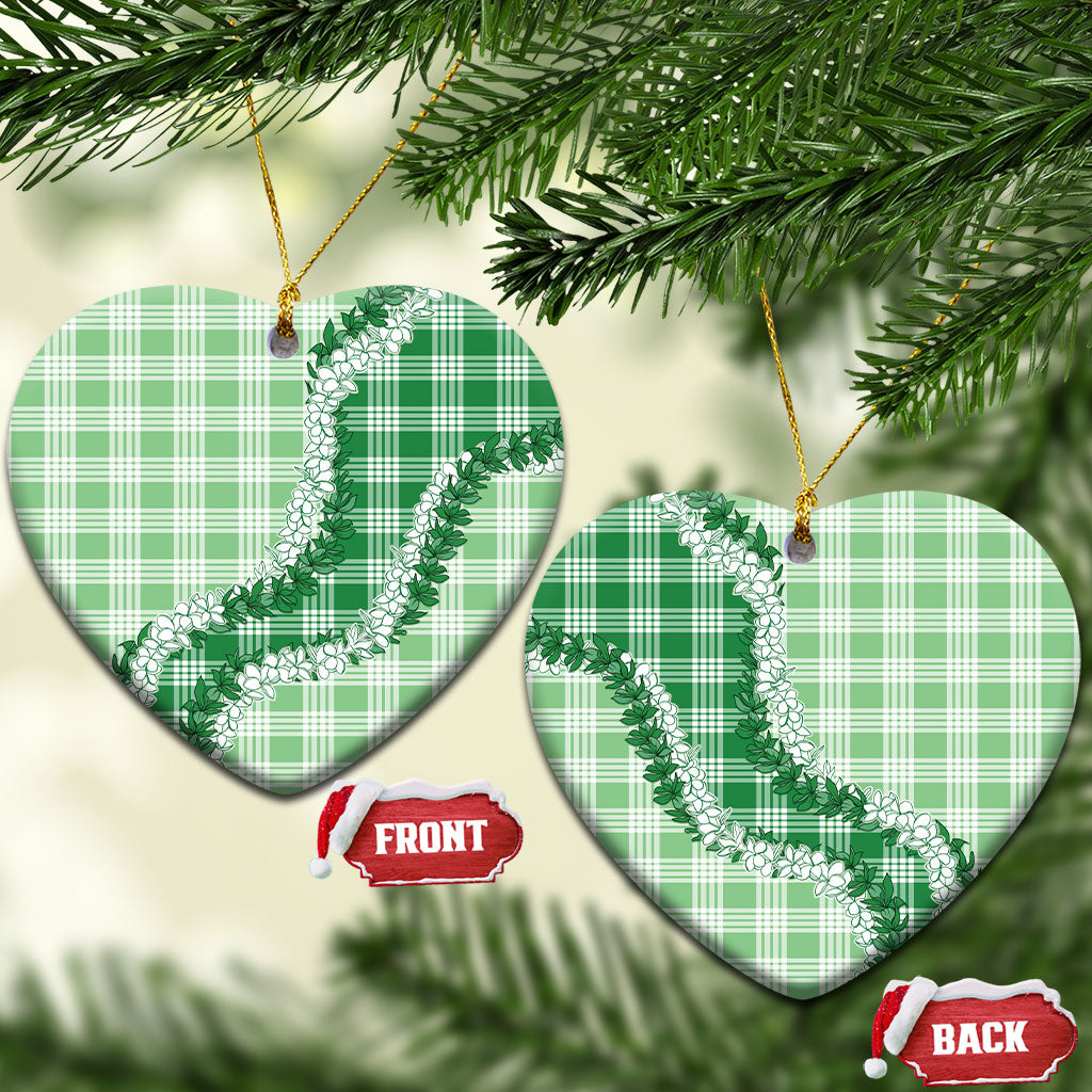 Green Hawaii Palaka Ceramic Ornament Hawaiian Honohono Lei LT05 Heart Green - Polynesian Pride