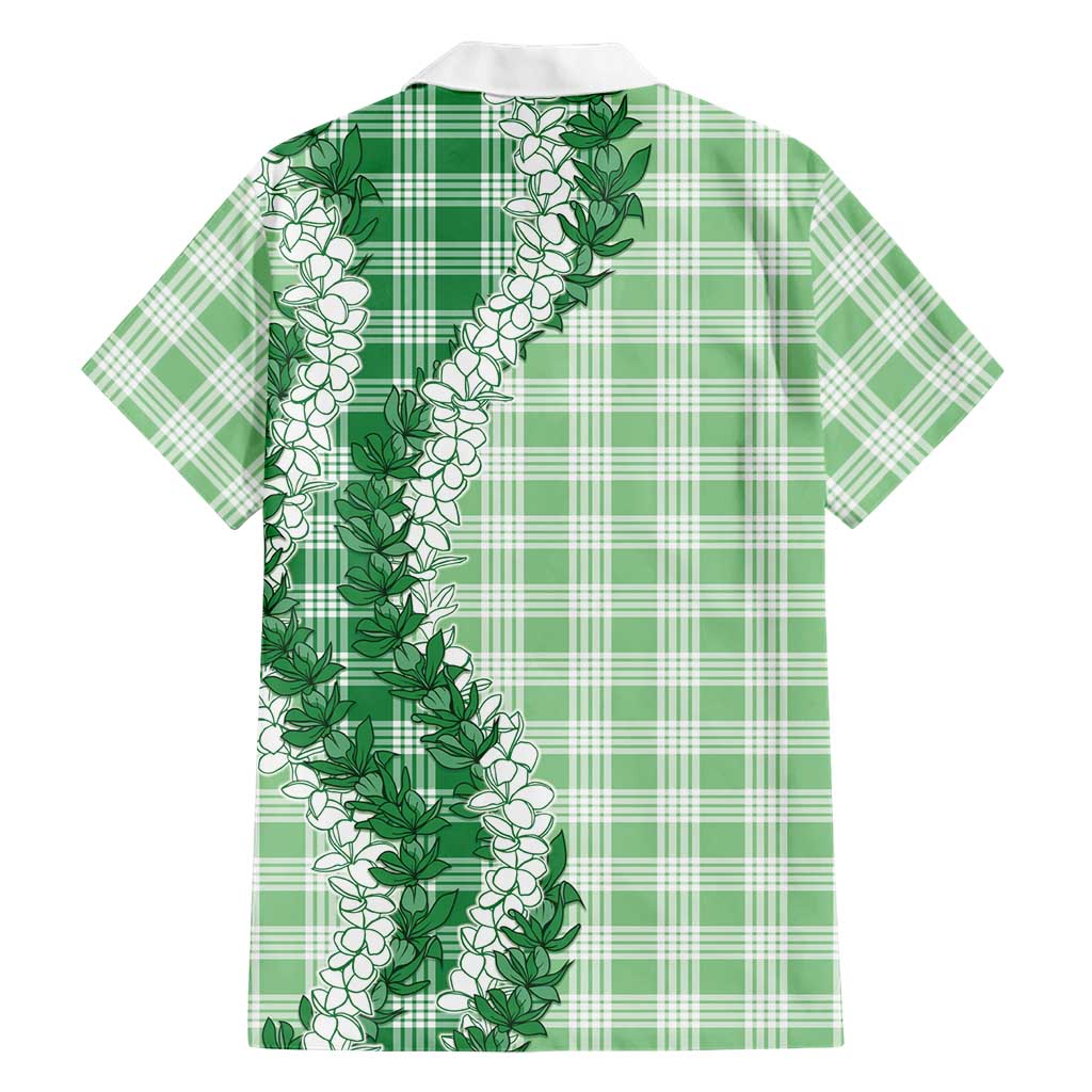 Green Hawaii Palaka Family Matching Long Sleeve Bodycon Dress and Hawaiian Shirt Hawaiian Honohono Lei LT05 - Polynesian Pride