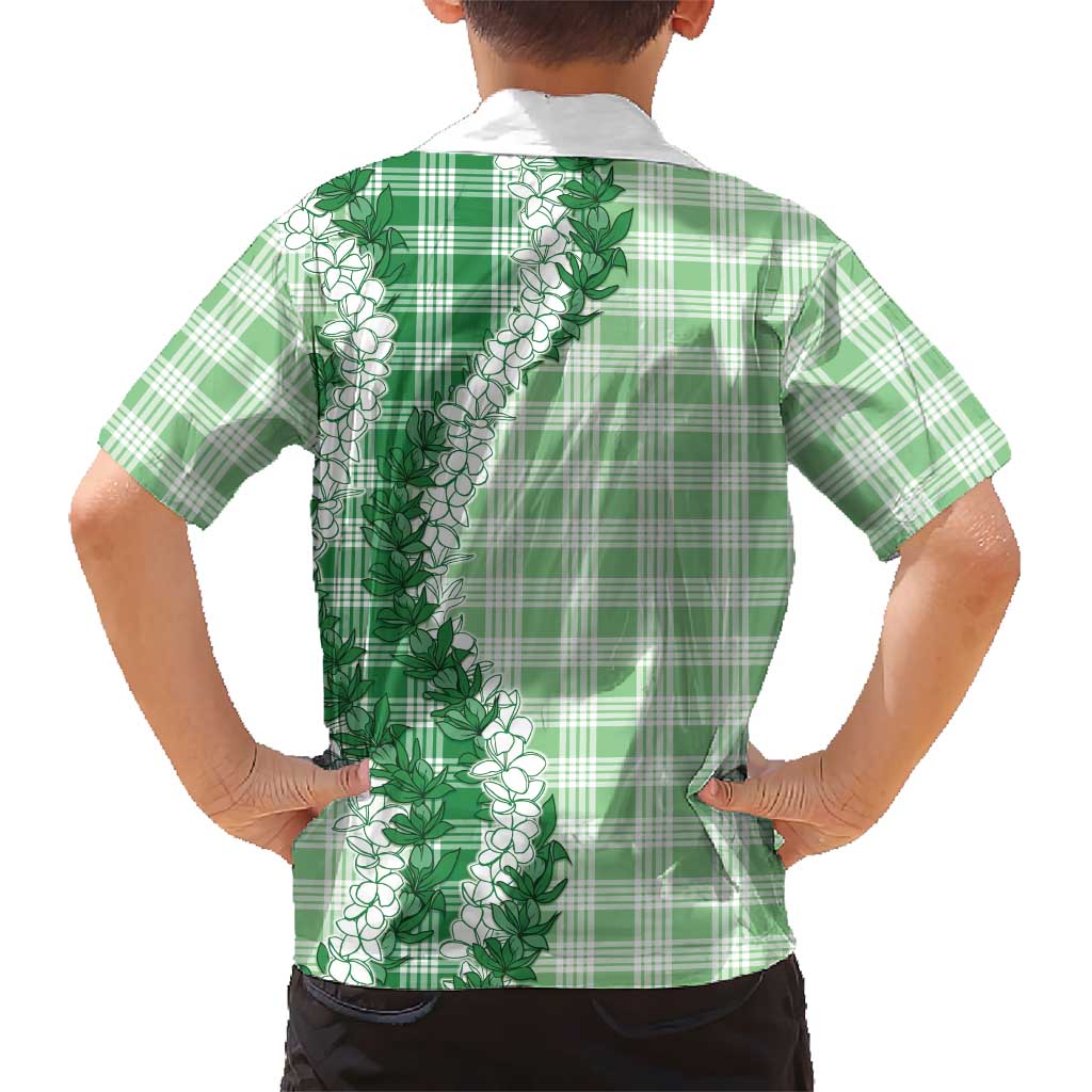 Green Hawaii Palaka Family Matching Mermaid Dress and Hawaiian Shirt Hawaiian Honohono Lei LT05 - Polynesian Pride