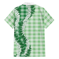 Green Hawaii Palaka Family Matching Short Sleeve Bodycon Dress and Hawaiian Shirt Hawaiian Honohono Lei LT05 - Polynesian Pride
