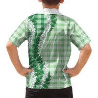 Green Hawaii Palaka Family Matching Tank Maxi Dress and Hawaiian Shirt Hawaiian Honohono Lei LT05 - Polynesian Pride