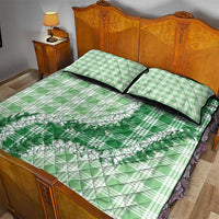 Green Hawaii Palaka Quilt Bed Set Hawaiian Honohono Lei