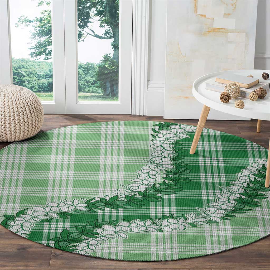 Green Hawaii Palaka Round Carpet Hawaiian Honohono Lei