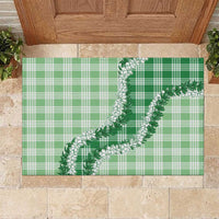 Green Hawaii Palaka Rubber Doormat Hawaiian Honohono Lei
