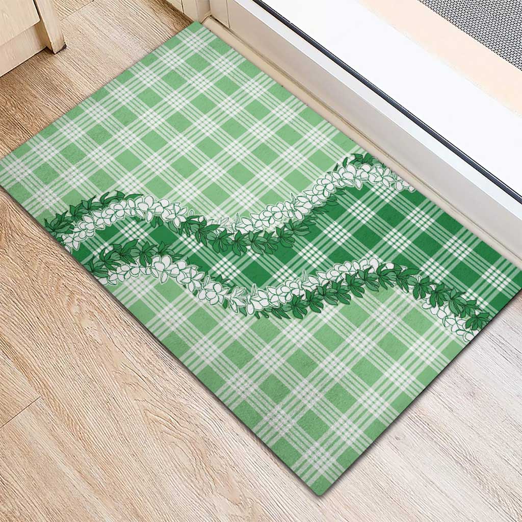 Green Hawaii Palaka Rubber Doormat Hawaiian Honohono Lei