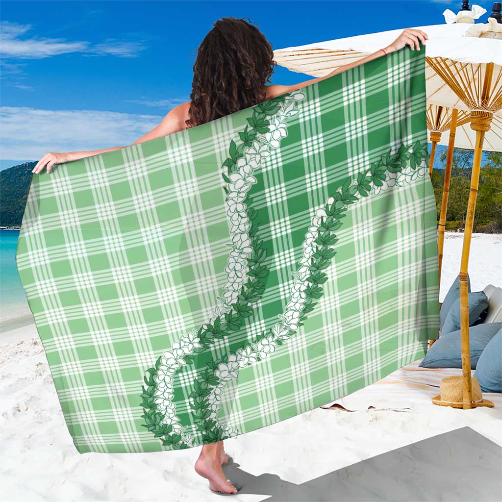 Green Hawaii Palaka Sarong Hawaiian Honohono Lei