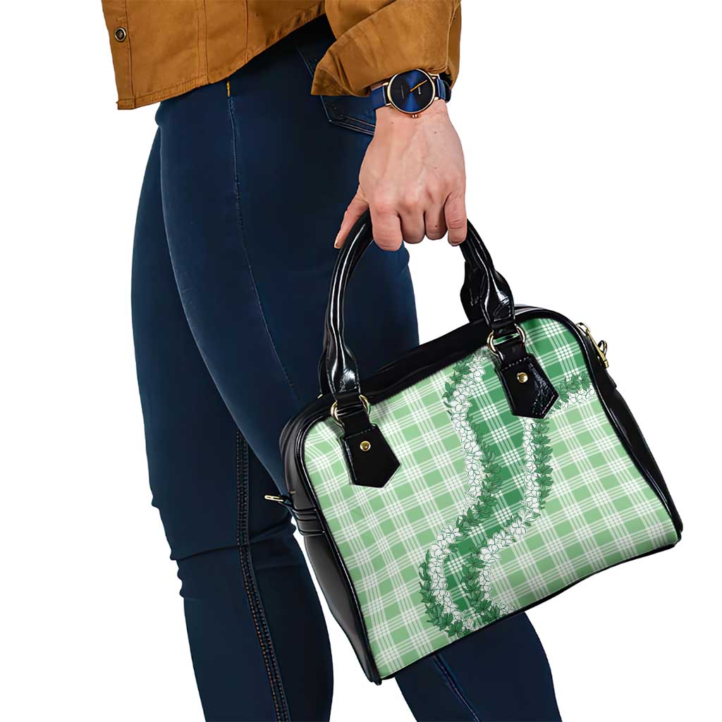 Green Hawaii Palaka Shoulder Handbag Hawaiian Honohono Lei
