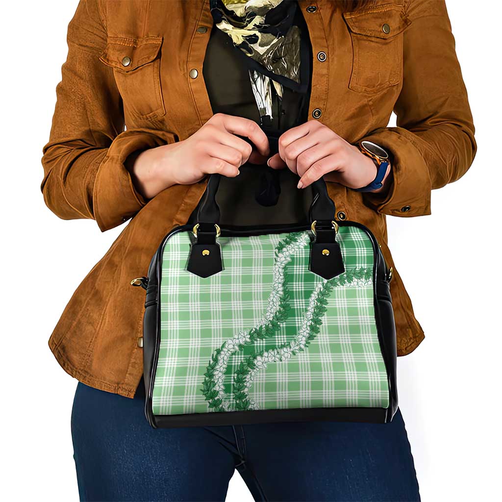 Green Hawaii Palaka Shoulder Handbag Hawaiian Honohono Lei