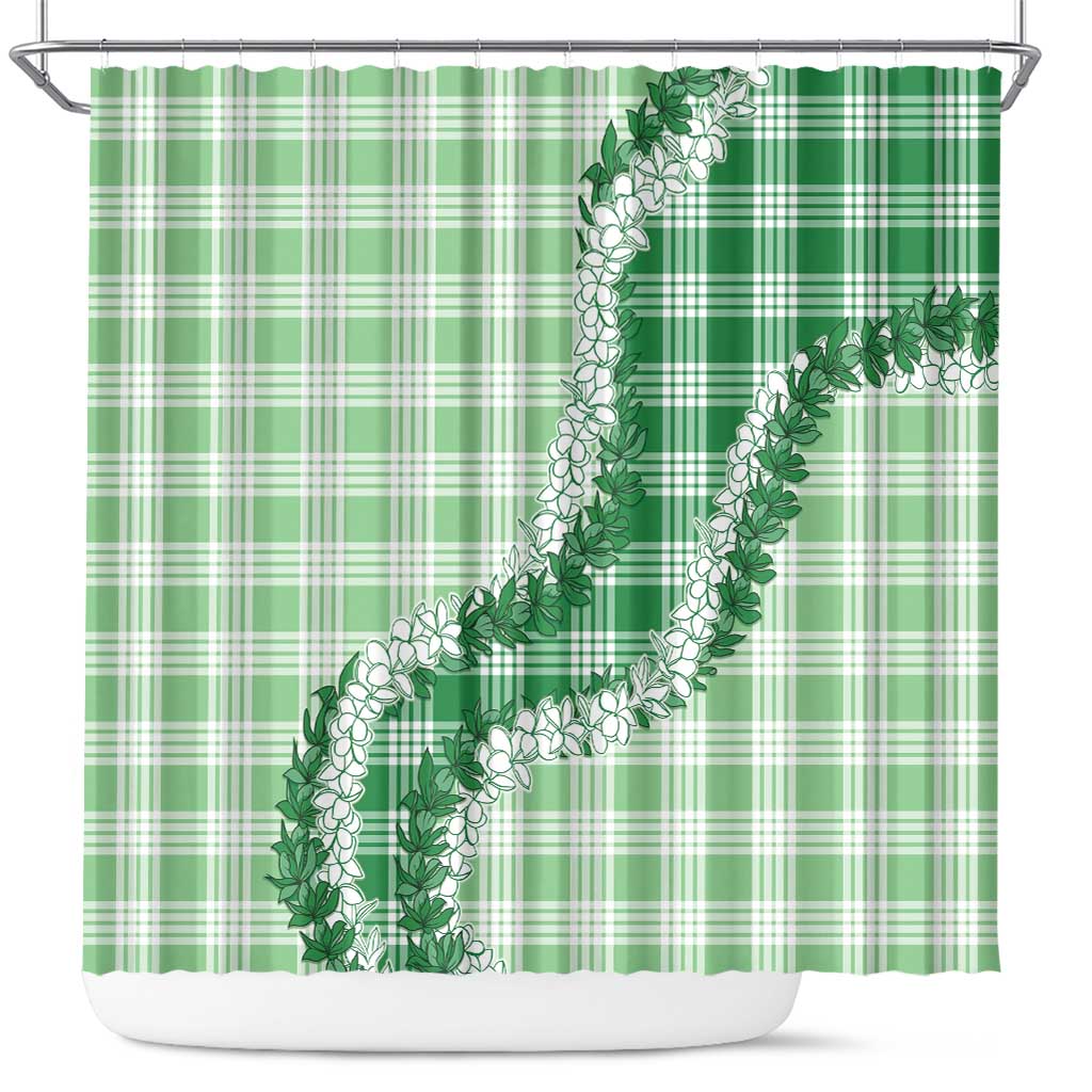 Green Hawaii Palaka Shower Curtain Hawaiian Honohono Lei