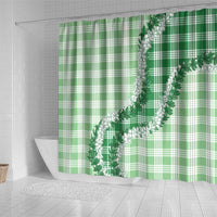 Green Hawaii Palaka Shower Curtain Hawaiian Honohono Lei