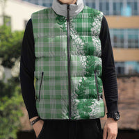 Green Hawaii Palaka Sleeveless Puffer Jacket Hawaiian Honohono Lei