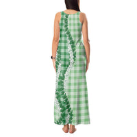 Green Hawaii Palaka Tank Maxi Dress Hawaiian Honohono Lei