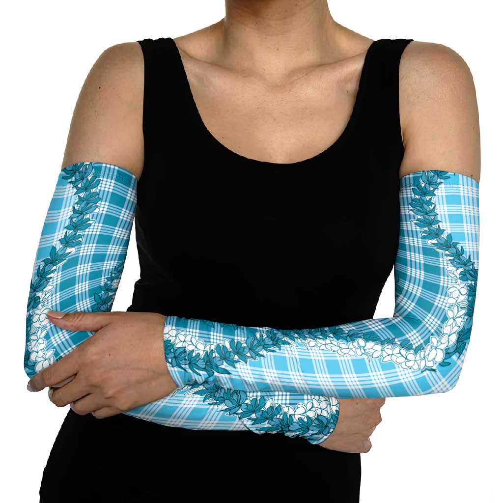 Blue Hawaii Palaka Arm Sleeves Hawaiian Honohono Lei