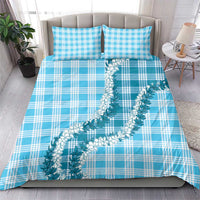 Blue Hawaii Palaka Bedding Set Hawaiian Honohono Lei