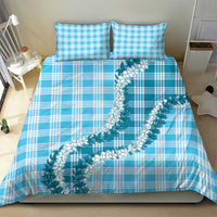 Blue Hawaii Palaka Bedding Set Hawaiian Honohono Lei