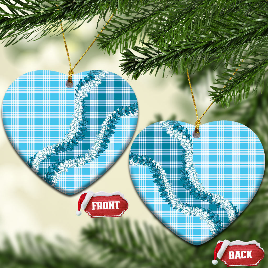 Blue Hawaii Palaka Ceramic Ornament Hawaiian Honohono Lei LT05 Heart Blue - Polynesian Pride