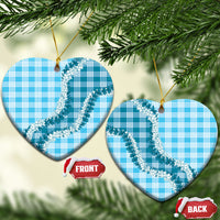 Blue Hawaii Palaka Ceramic Ornament Hawaiian Honohono Lei LT05 Heart Blue - Polynesian Pride