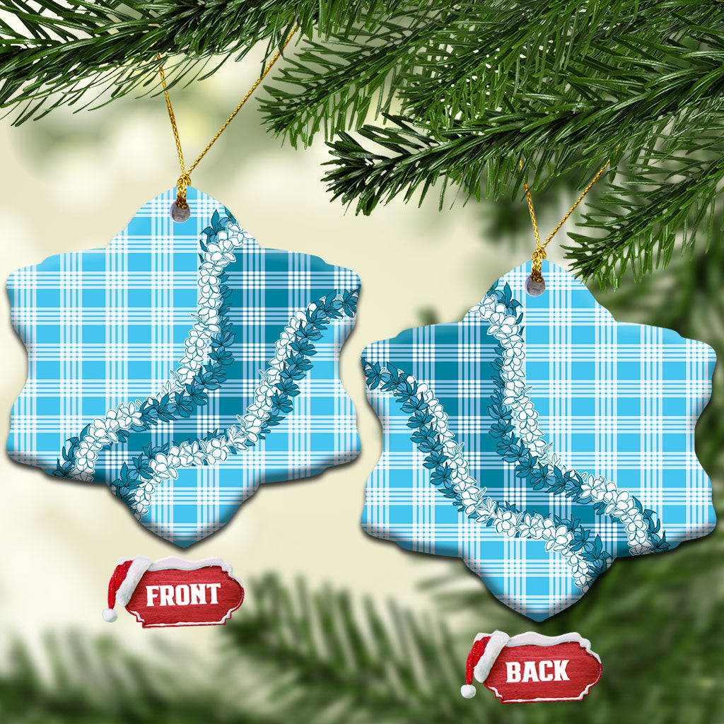 Blue Hawaii Palaka Ceramic Ornament Hawaiian Honohono Lei LT05 Snow Flake Blue - Polynesian Pride