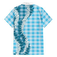 Blue Hawaii Palaka Family Matching Puletasi and Hawaiian Shirt Hawaiian Honohono Lei LT05 - Polynesian Pride
