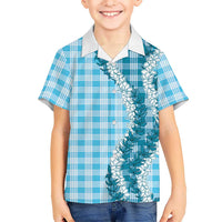 Blue Hawaii Palaka Family Matching Tank Maxi Dress and Hawaiian Shirt Hawaiian Honohono Lei LT05 Son's Shirt Blue - Polynesian Pride