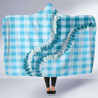 Blue Hawaii Palaka Hooded Blanket Hawaiian Honohono Lei