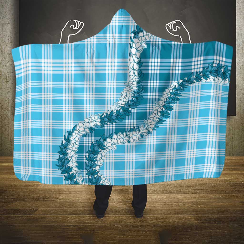 Blue Hawaii Palaka Hooded Blanket Hawaiian Honohono Lei