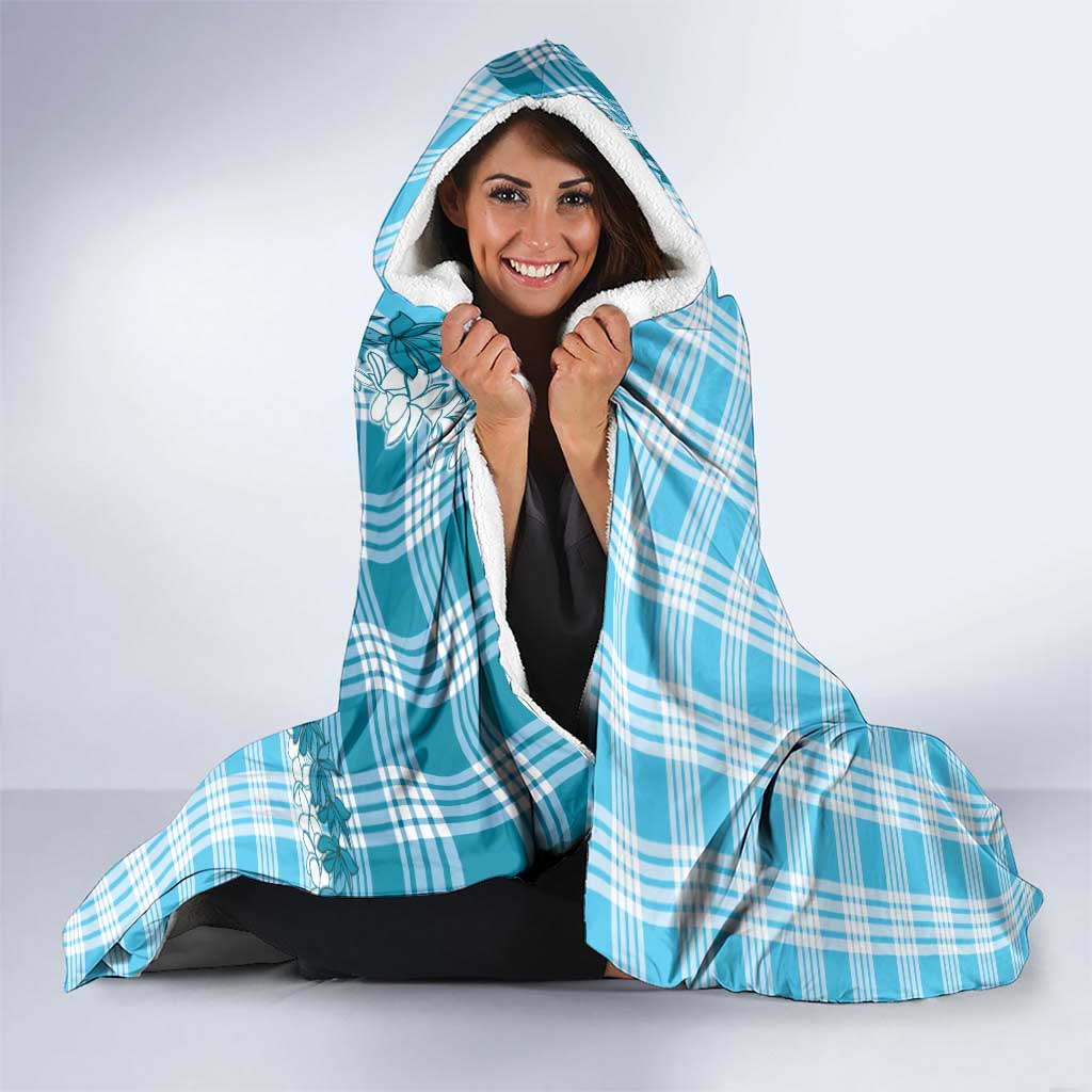 Blue Hawaii Palaka Hooded Blanket Hawaiian Honohono Lei
