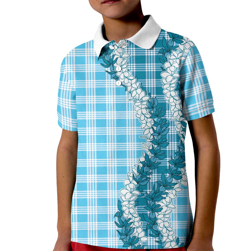 Blue Hawaii Palaka Kid Polo Shirt Hawaiian Honohono Lei