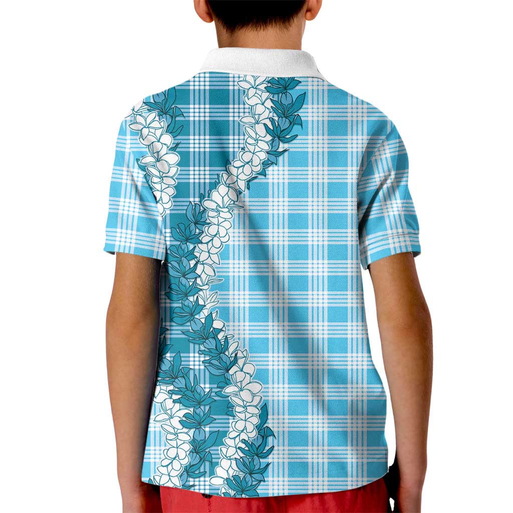 Blue Hawaii Palaka Kid Polo Shirt Hawaiian Honohono Lei