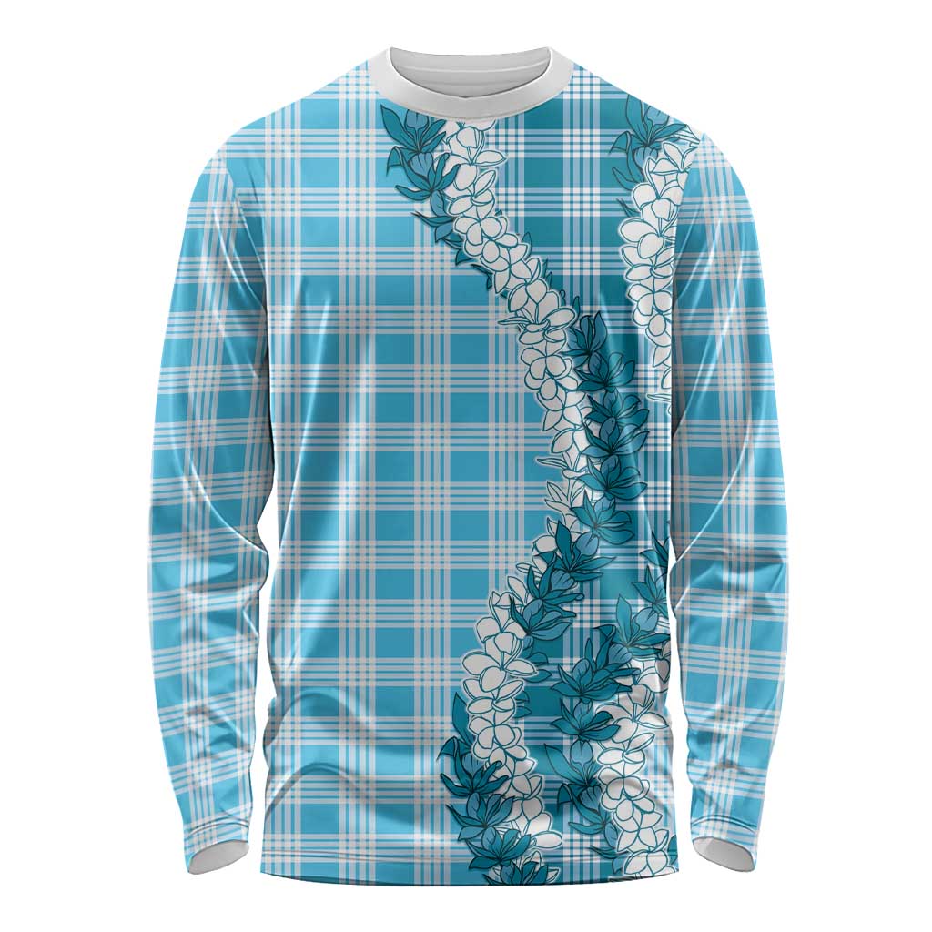 Blue Hawaii Palaka Long Sleeve Shirt Hawaiian Honohono Lei