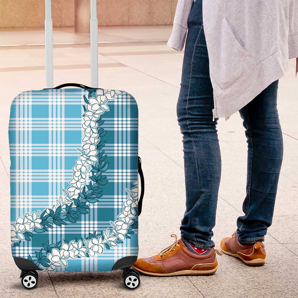 Blue Hawaii Palaka Luggage Cover Hawaiian Honohono Lei