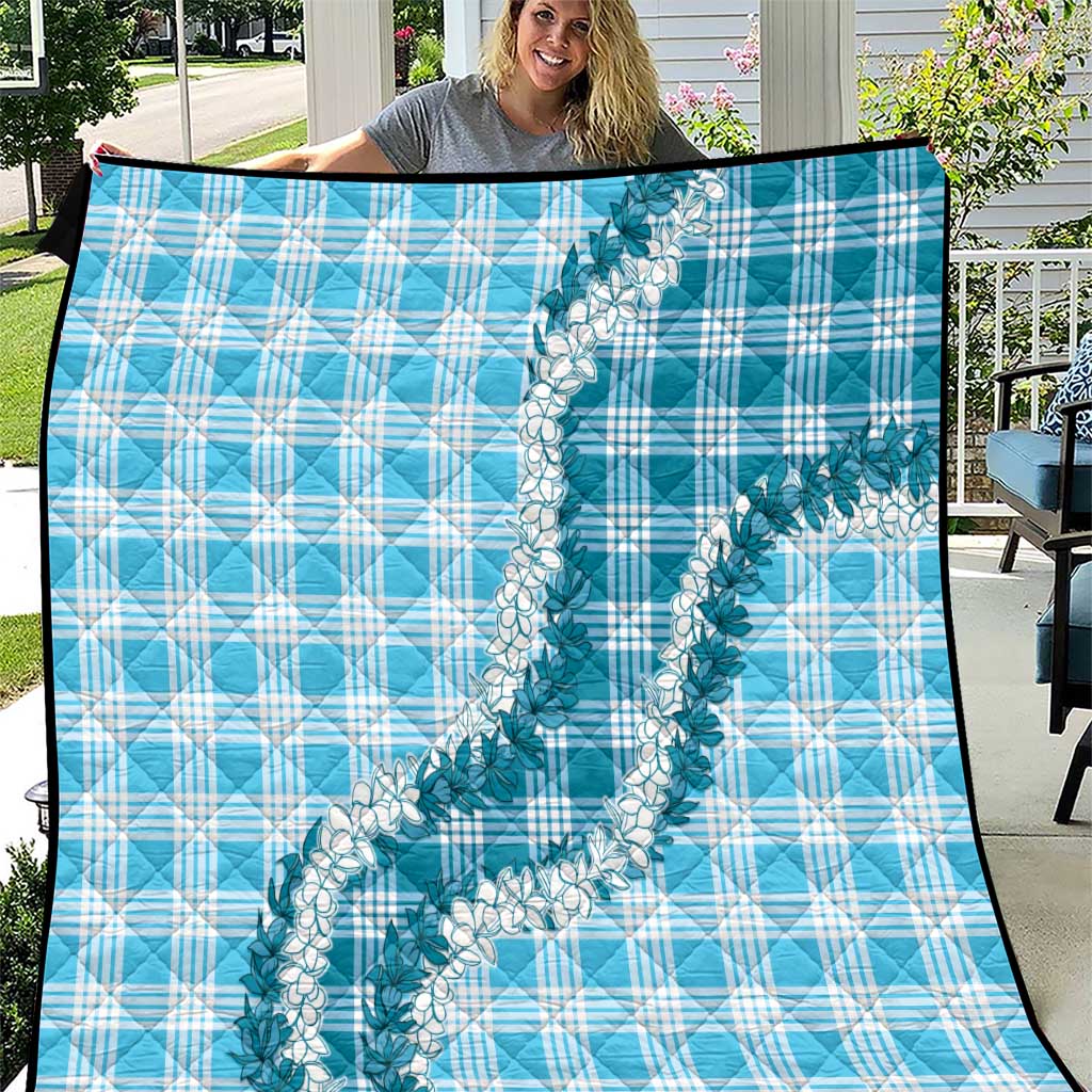 Blue Hawaii Palaka Quilt Hawaiian Honohono Lei