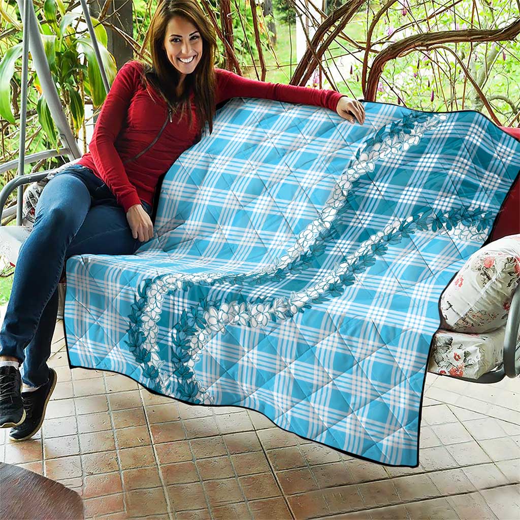Blue Hawaii Palaka Quilt Hawaiian Honohono Lei