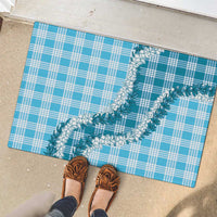 Blue Hawaii Palaka Rubber Doormat Hawaiian Honohono Lei